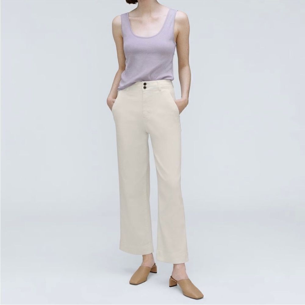 Everlane bone cream organic cotton wide leg crop pants nwt